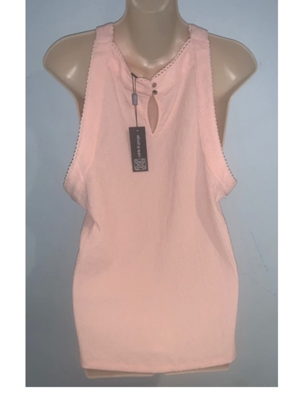 🪢 Cable & Gauge Peach Halter Top Cross Front Flowy Boho Feminine Summer NWT L - Picture 3 of 14